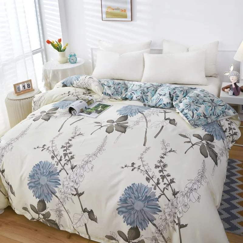 100% cotton Print Duvet cover(No filler),skin friendly comfortable Plants flowers pattern,For Home All Season Bedroom Bedding