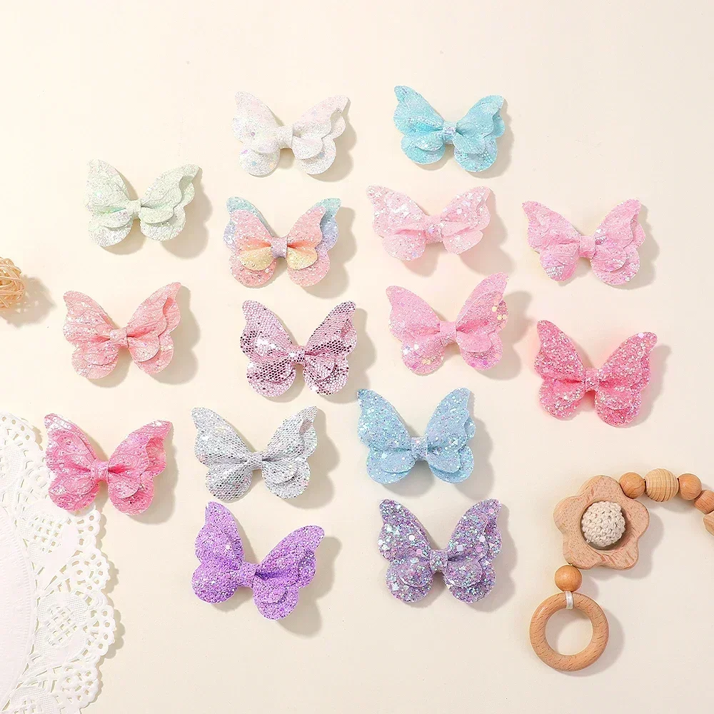 5Pcs/Set Colorful Sequin Hair Clips Butterfly Princess Girls Headwear Children\'s HairClips Baby Hair Accessories Wholesale