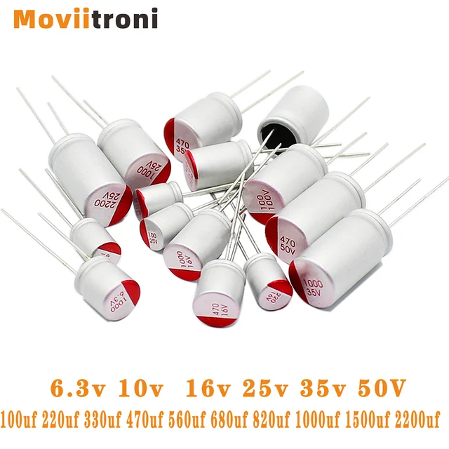 15szt DIP Solidny kondensator elektrolityczny 6.3v 10v 16v 25v 35v 50V 100uf 220uf 330uf 470uf 560uf 680uf 820uf 1000uf 1500uf 2200uf