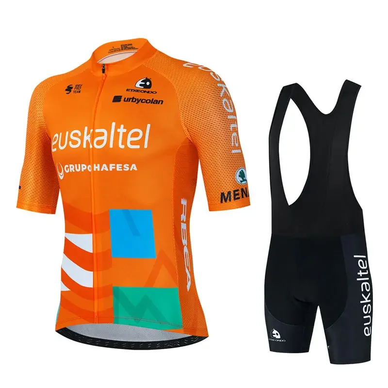 2022 TEAM EUSKADI Radtrikot-Set Orange 19D Bike Shorts Sets Herren Ropa Ciclismo Maillot Culotte Radfahren Top Bottoms Anzug