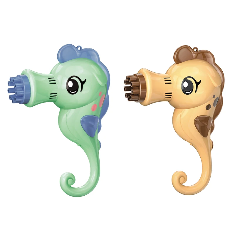 Máquina elétrica de bolhas em forma de cavalo marinho, efeito secador de cabelo, jogo ao ar livre, presente para crianças (excluindo água com bolhas)