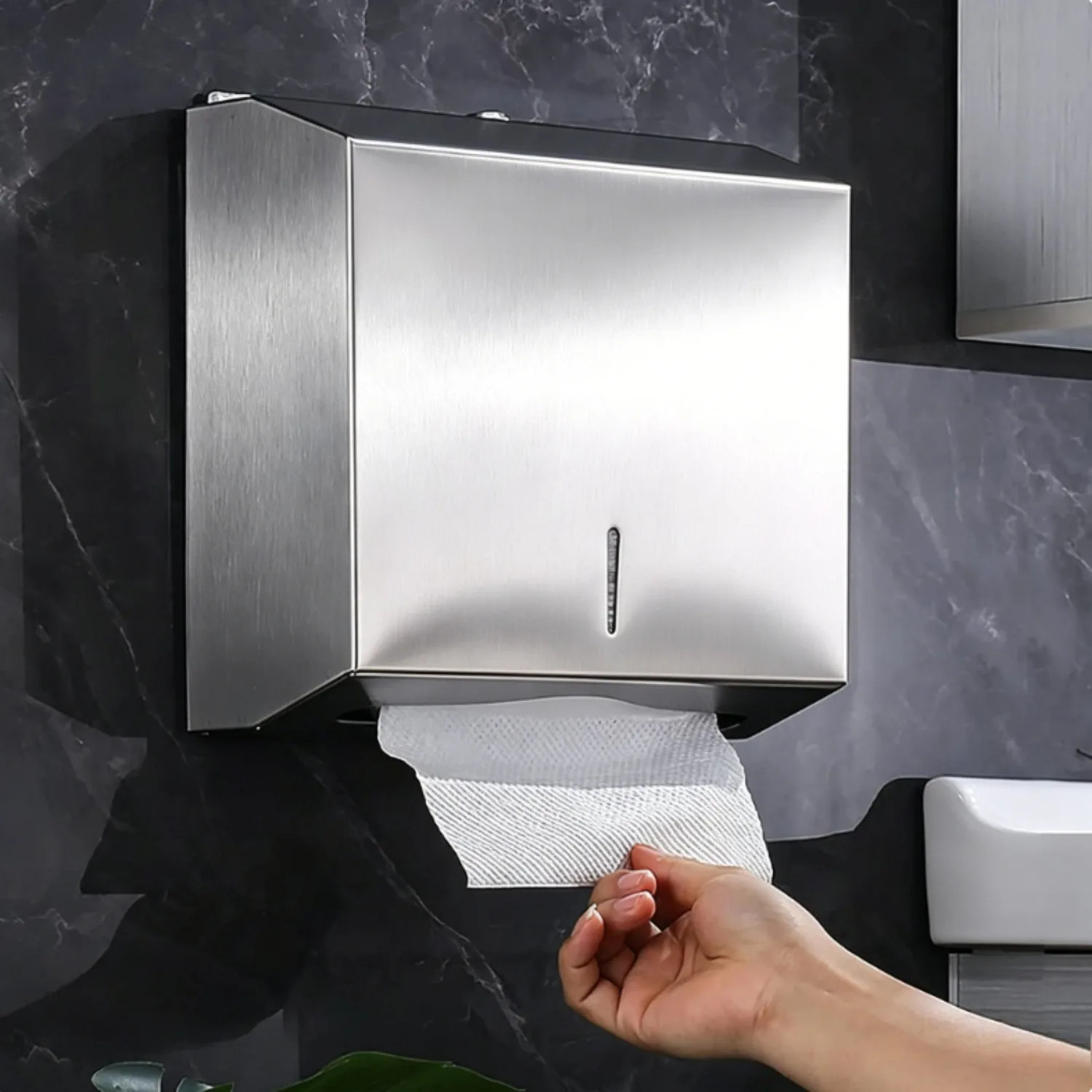 Distributeur de papier toilette et de serviettes en papier en acier inoxydable scellé avec deux clés – Étanche et verrouillable pour les toilettes publiques, les cuisines et l'usage commercial |   Anti-rouille, facile à nettoyer et mural, idéal pour les restaurants, cafés et salles de sport