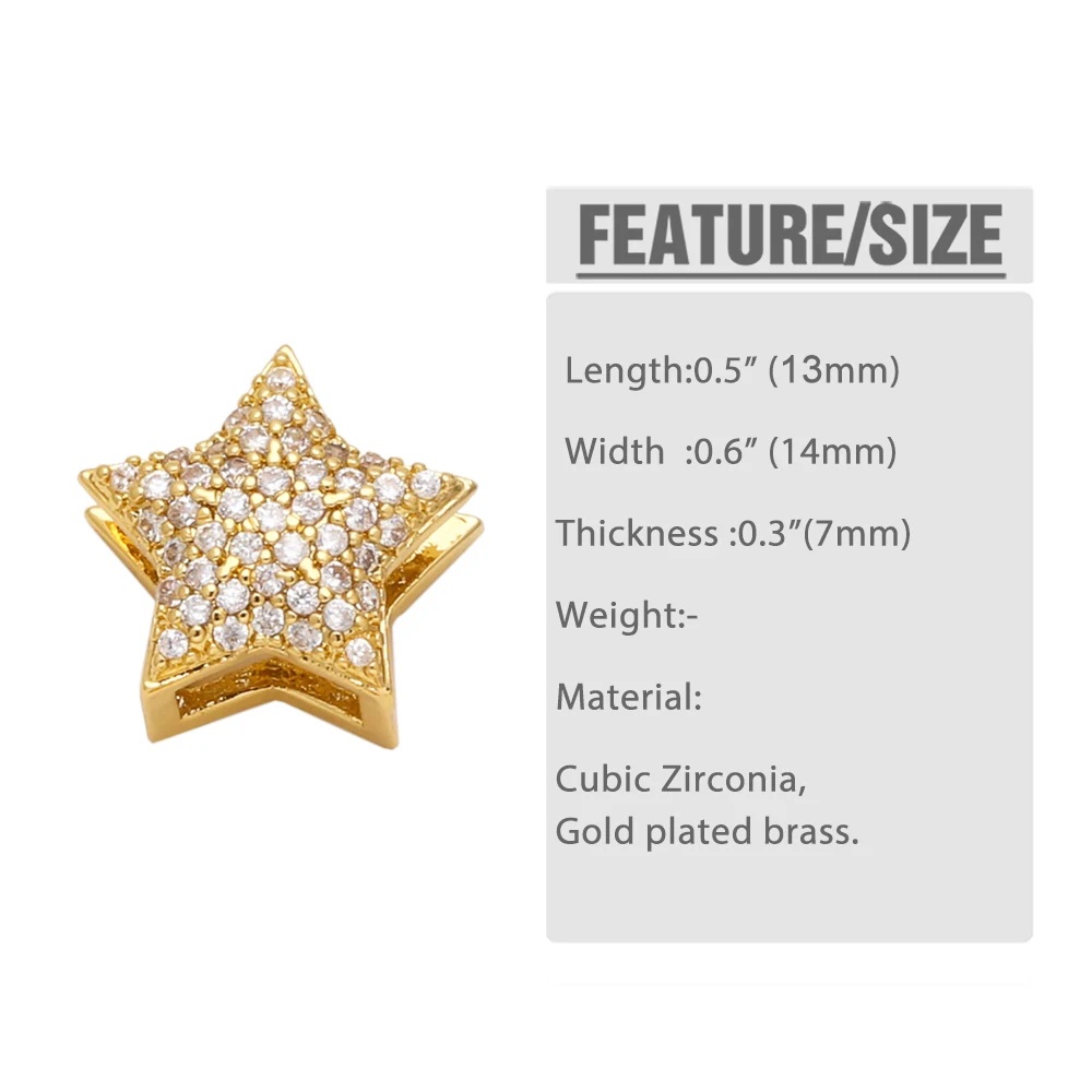 OCESRIO Trendy White Crystal Small Star Cross Charms for Bracelet Copper Gold Plated Crucifix Jewelry Making Supplies chma260