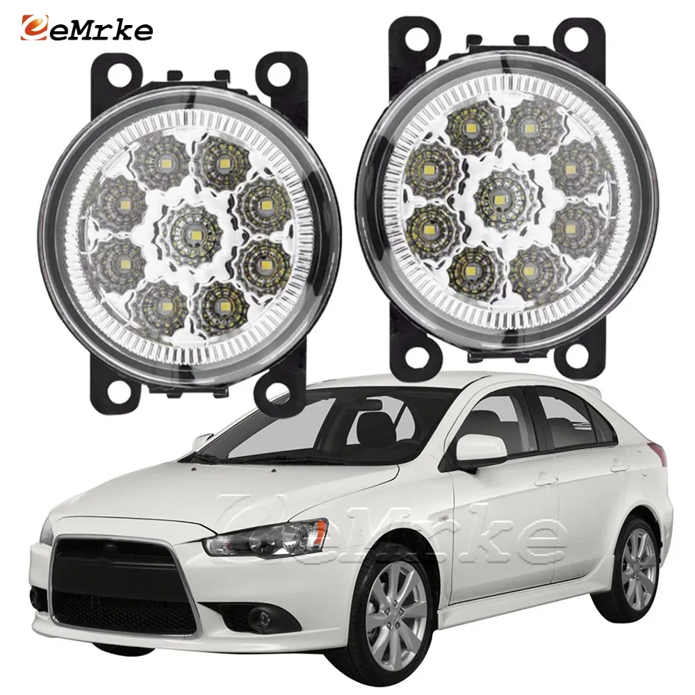 

Пара светодиодных автомобильных противотуманных фар для Mitsubishi Lancer Sportback Ralliart 2009-2015, передние противотуманные фары в сборе, дневные фонари для бега, аналогичные дневные ходовые огни