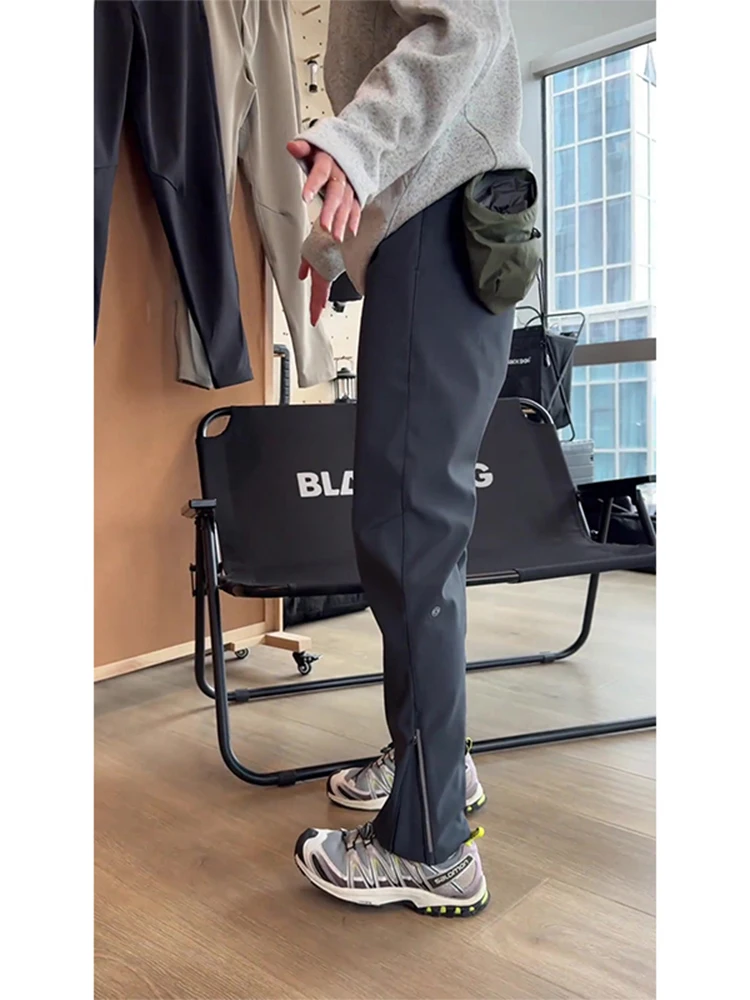 

American Sle Casual Soft ell Men's Autumn Winter Workwear Pants Side Zipper 3D Tailoring Straight Leg Slightly Cone