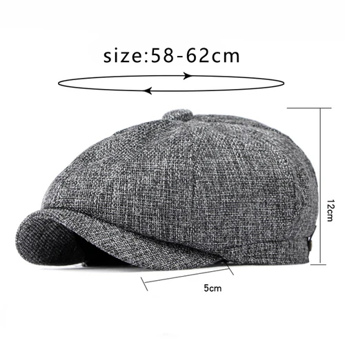 Imagen 2 del producto Gorras Retro Newsboy para hombre, sombreros de pintores británicos, boinas de primavera y verano, gorra plana en espiga, boinas de Hip Hop
