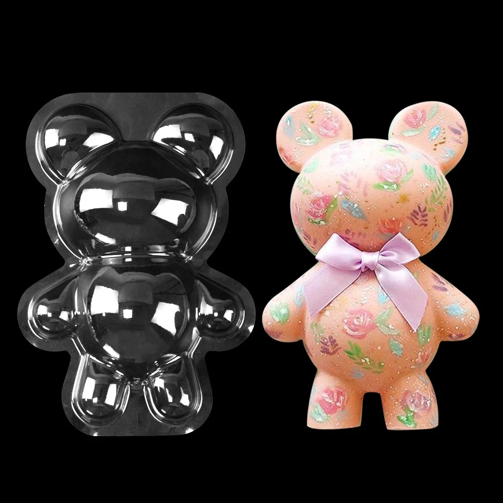 

3pcs/Set Teddy Bear Chocolate Mold Cute Large Size Design Plastic Wedding Cake Topper Decorating Gift Pastry Mold