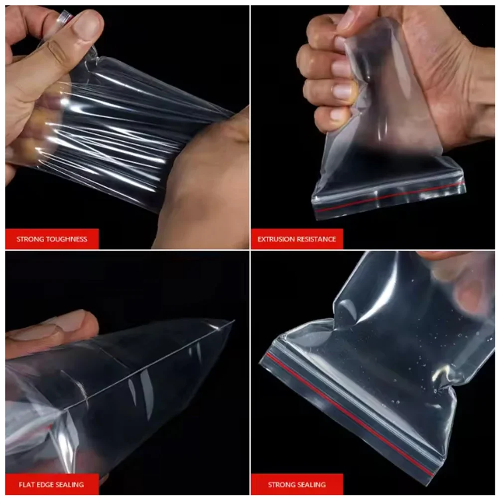 100Pc 0.05/0.08/0.1/0.12/0.16mm PE Food Grade Transparent Sealing Bag 14x20-28x40cm Cocoa Powder Discuit Nut Packing Sealing Bag