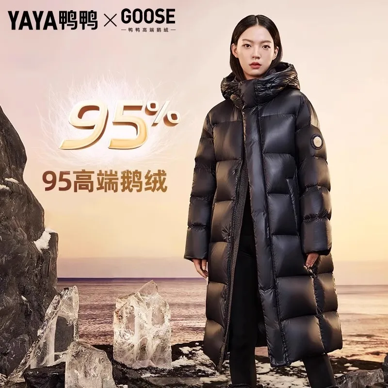 YAYA 2024 Goose Down Jacket Hood Windbreakกันน้ําคู่ลึกฤดูหนาวยาวหนาพิเศษเสื้อกันหนาวMan & LadyเบาะParkas