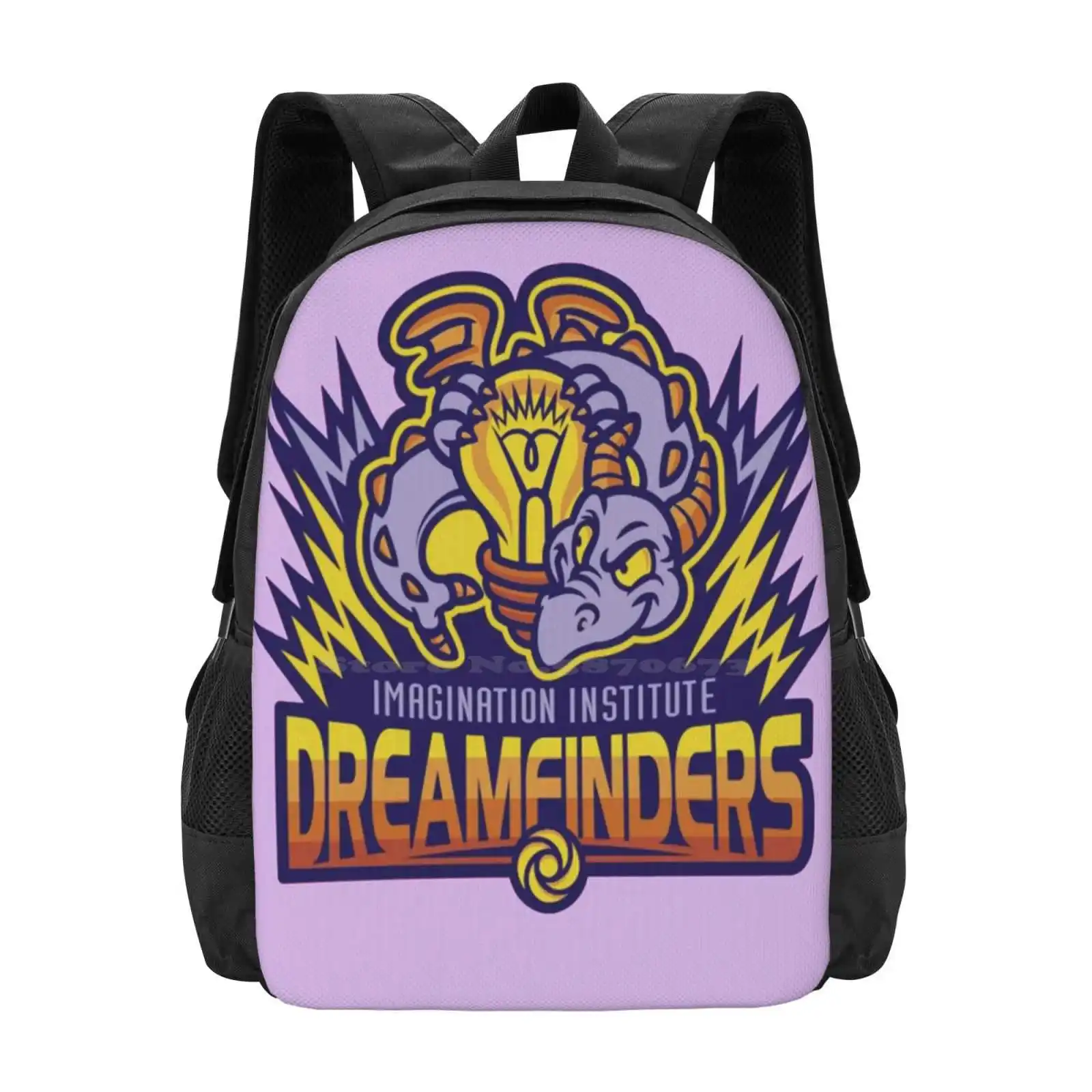 

Dreamfinders Подросток Студент колледжа Рюкзак Узор Дизайн Сумки Путешествие в воображение Фигурка Мира