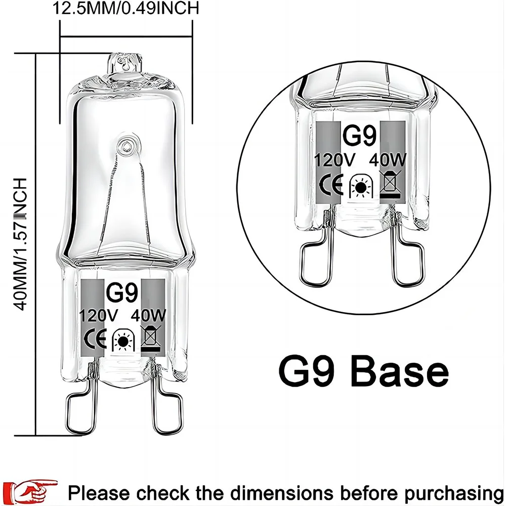 مصباح مصباح هالوجين مقاوم للحرارة ، مصباح فرن ، G9 ، 25 واط ، 40 واط ، ← V
