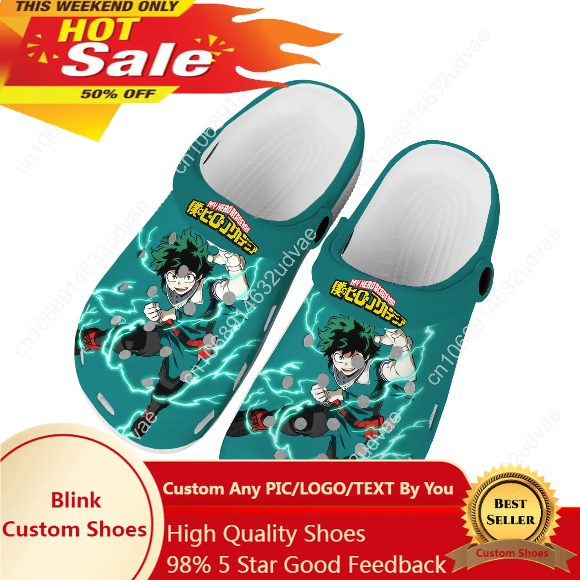 

Izuku Midoriya Manga My Hero Academia Home Clogs Custom Water Shoes Mens Womens Teenager Shoe Garden Clog Beach Hole Slippers