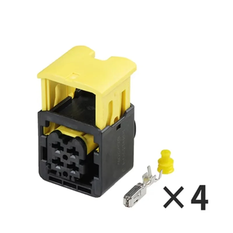 1-20 Sets 4 Pin Quality Guaranteed Yellow Black Auto IP67 Automotive Electrical Male Female Connector 1-1418390-1 1-1703818-1