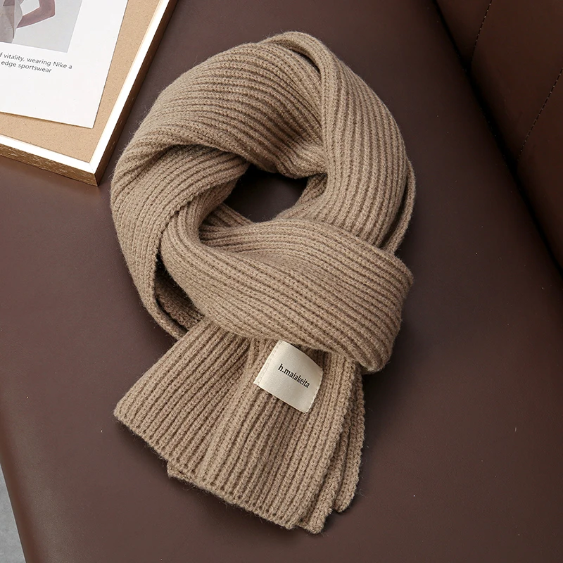 2023 Winter Knitted Scarf for Women Solid Colors Lady Outdoor Warm Shawl Woolen Neckerchief Female Soft Cashmere Bufanda Muffler