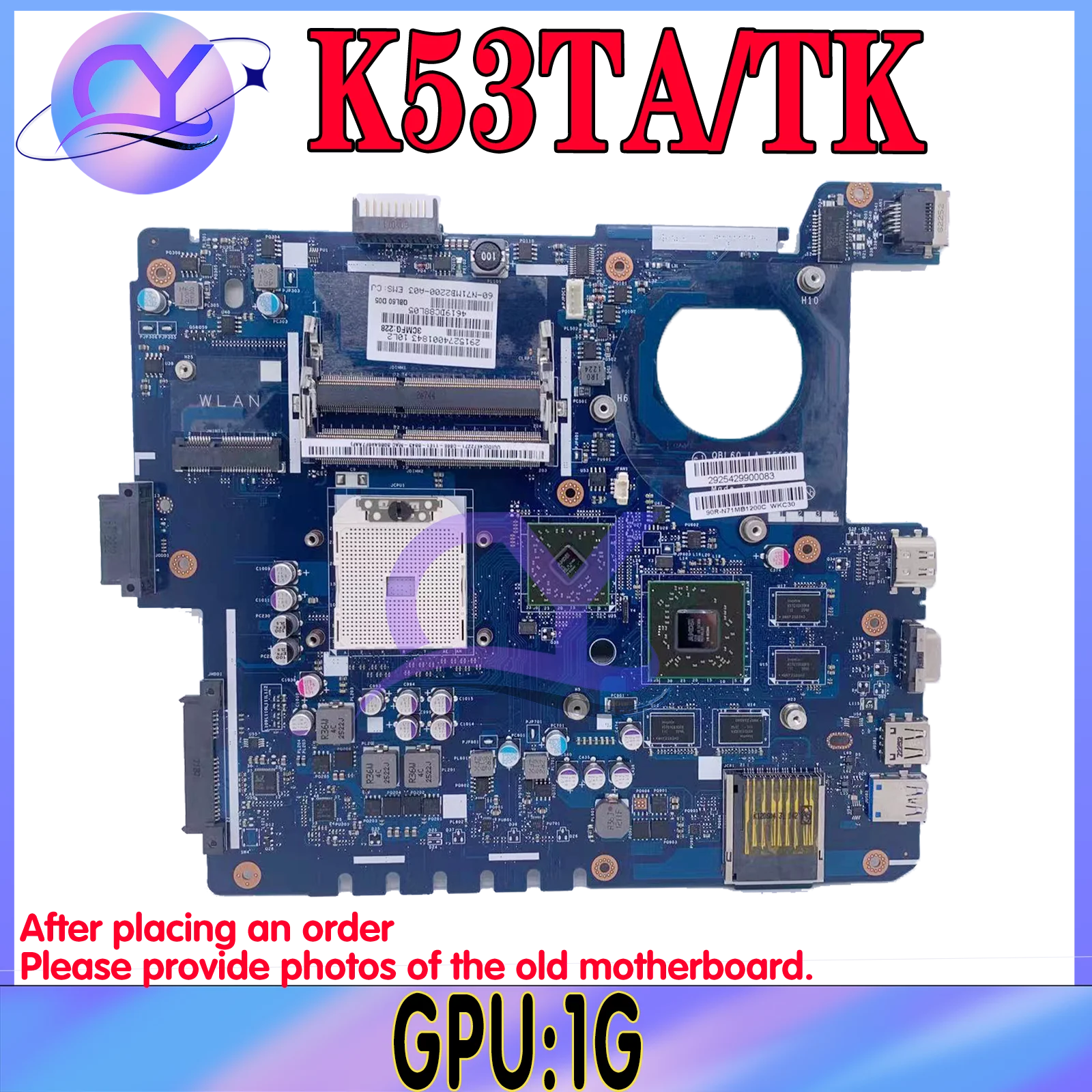 KEFU K53TK Motherboard For ASUS QBL60 LA-7552P K53TA K53T X53T Notebook Mainboard DDR3 100% Fully Tested OK