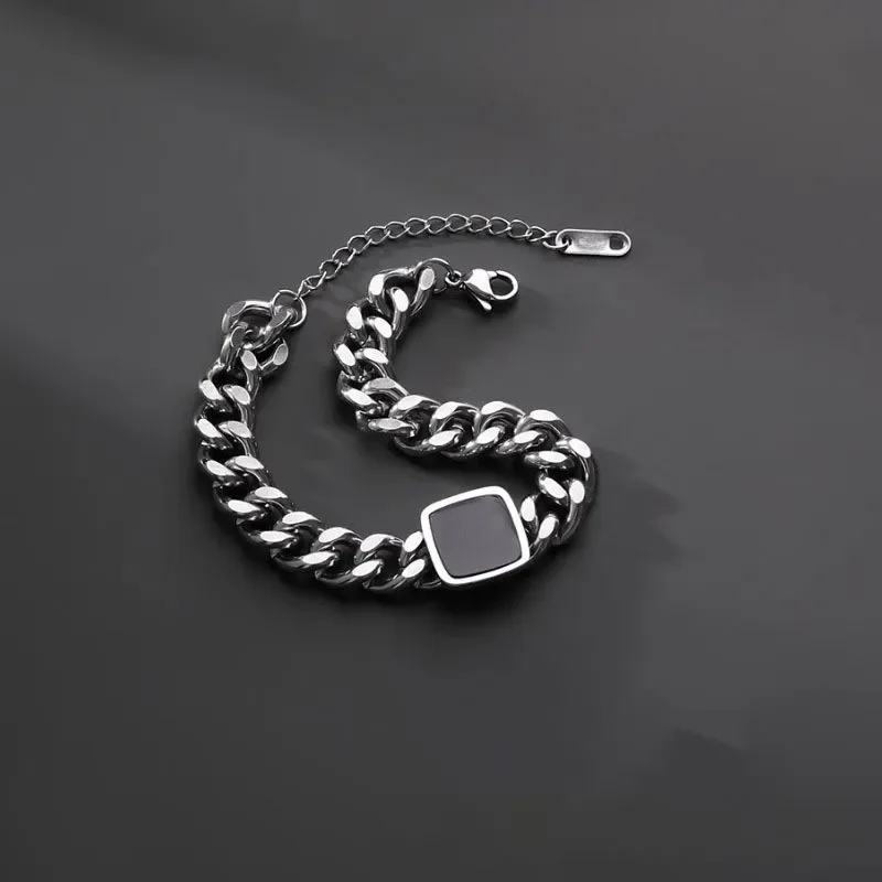Stylish Men's Chain Bracelet,Hip Hop Stainless Steel Cuban Chain Wristband,Jewelry Gift for Father Son Husband BBF