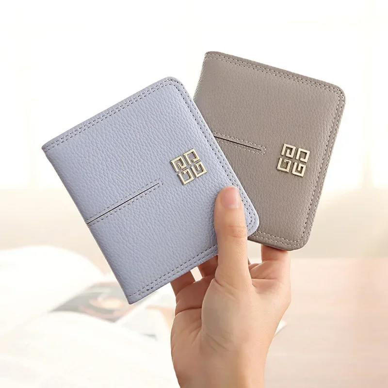 Woman  Hasp Elegant Short Wallet PU Leather Mini Card Purse Money Clip 9Z