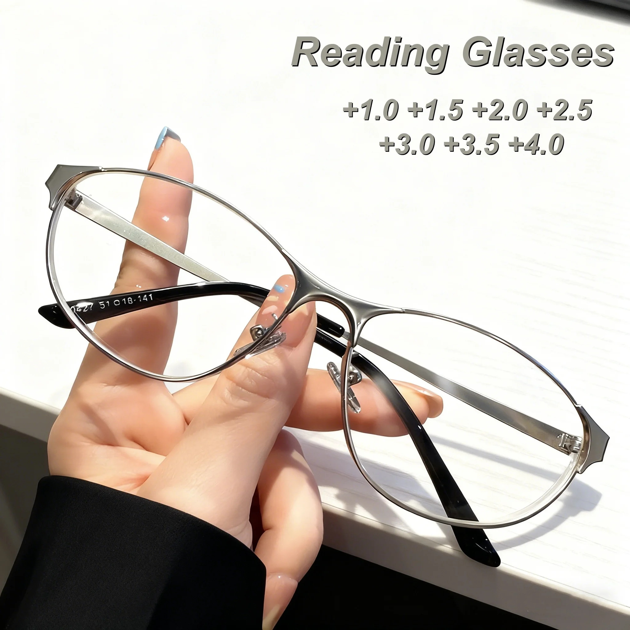 

New Fashion Metal Frame Cat Eye Women's Reading Glasses Retro Ultra Light Neutral High Quality Anti Blue Light Glasses