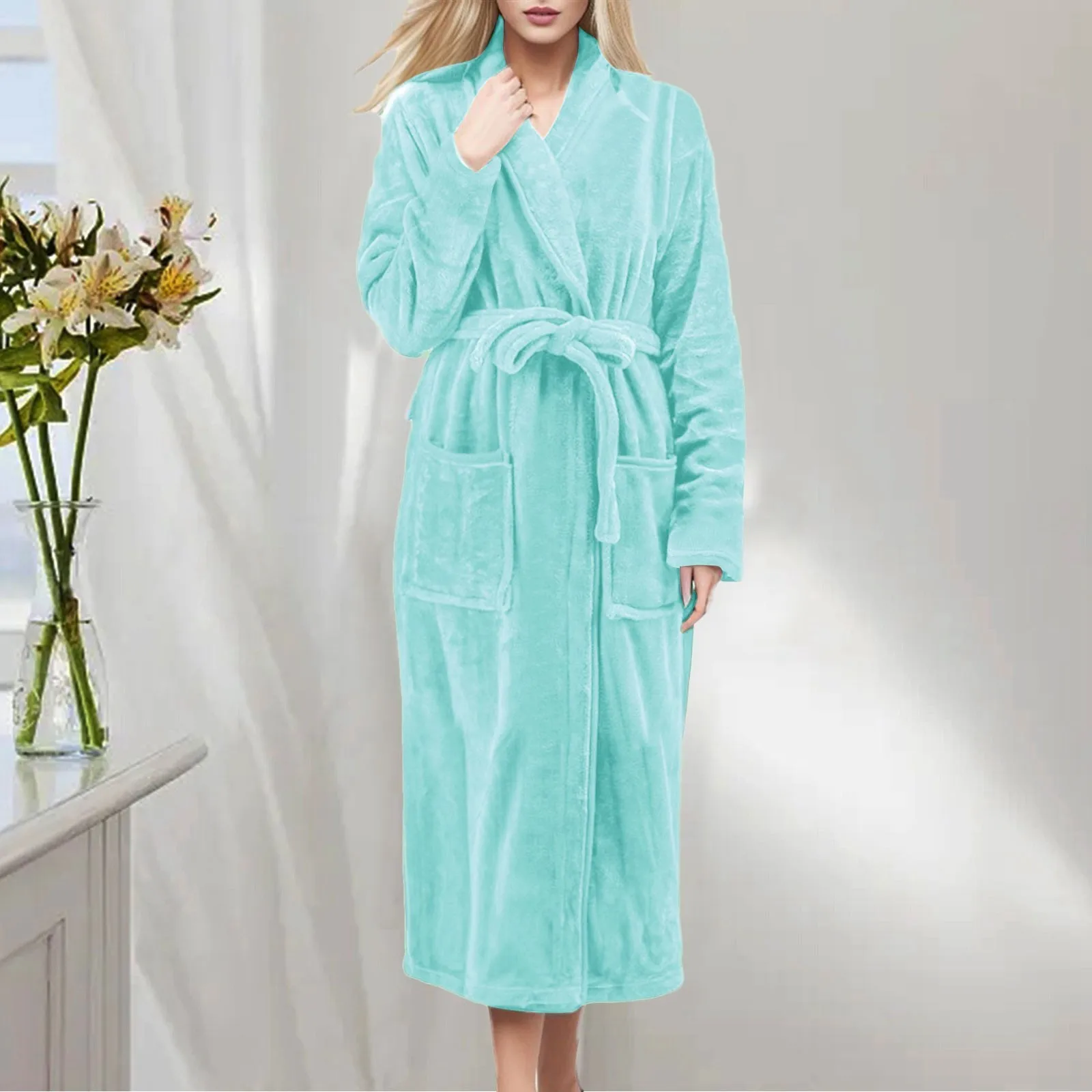 Women Men Flannel Bath Robe Sleepwear 2024 Autumn Winter Solid Plush Couple Bathrobe Thick Warm Female Robe Women Pajama