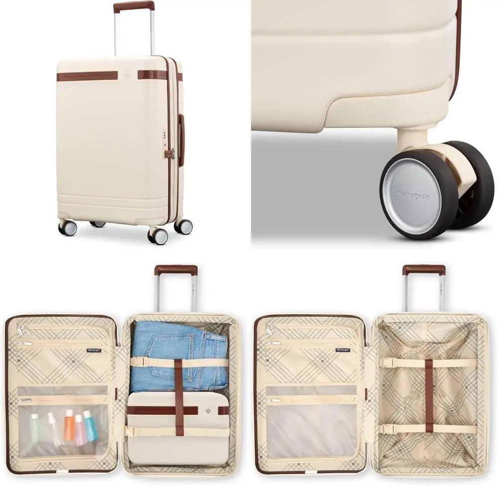 

21 inch hardshell carry-on luggage with 360° spinner wheels and adjustable handle
