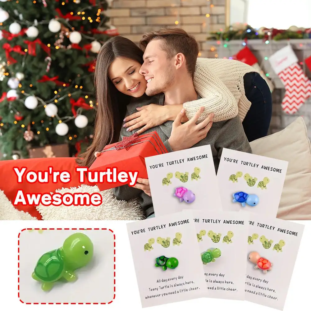 A Tiny Turtle Pocket Hug Lucky Charm Cute Animal Decoration With Greeting Card Distance Social Gift Birthday Valentine's Day