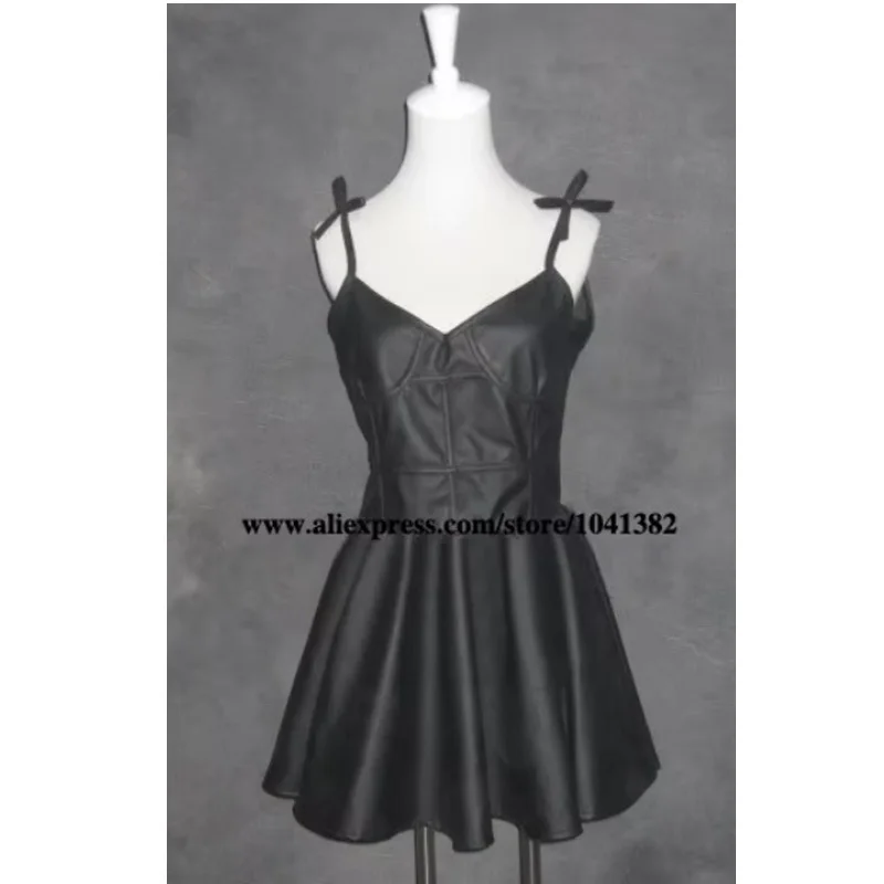 

Custom size Anime Black Leather Dress Mirai Nikki Gasai Yuno Cosplay Costume