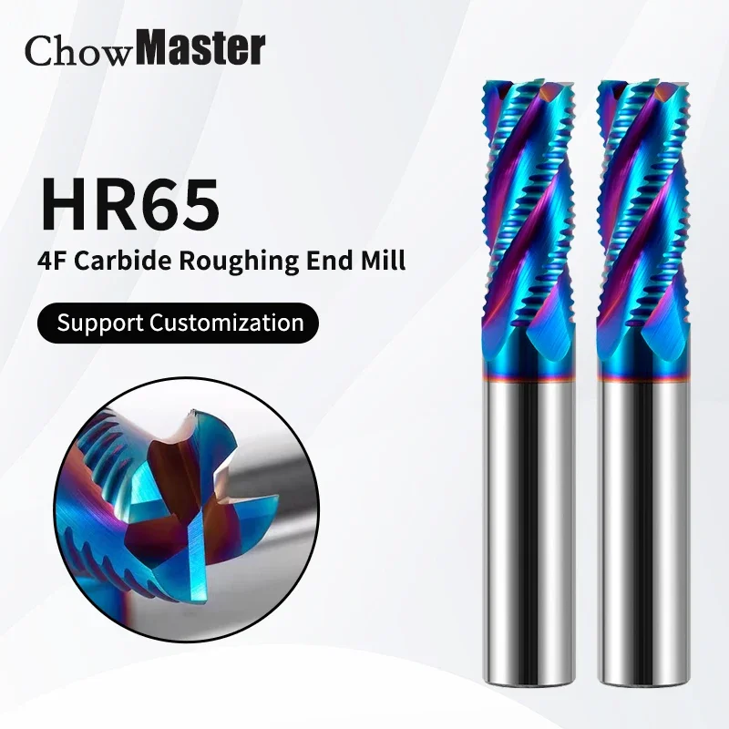 

HRC65 4 Flute Blue Nano Coating End Mill Tungsten Steel Carbide Roughing Milling Cutter for Stainless Steel CNC Machining Tools