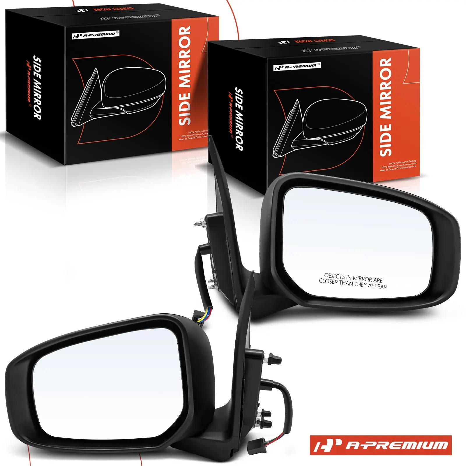 A-Premium Pair Power Door Mirror for Mitsubishi Mirage Mirage G4 2017-2022 Manual Folding Turn Signal Light Paintable Black