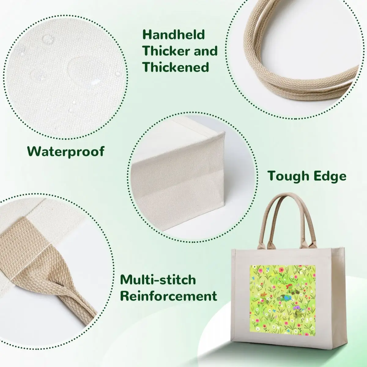Flowers and Turtles Tote Bag bags for women tote bag canvas Portable shopping bag Handbags