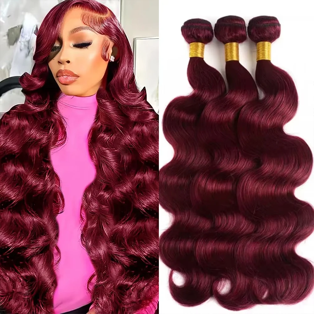 

Наборы натуральных бразильских волос 16A 99J цвета бургунди, 100% необработанные, 30, 36, 40 дюймов, для наращивания, волнистые, из натуральных волос.