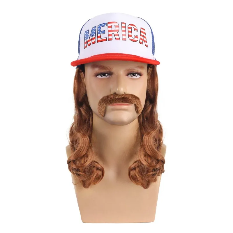 Gorra de béisbol para hombre, peluca, partido de fútbol, accesorios de ropa de animación, gorra de malla para camión, tocado, barba, peluca de moda para hombre, cubierta, sombrero con letras