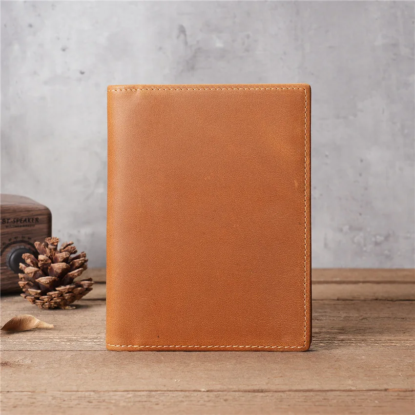 RFID Genuine Leather Passport Holder Travel Wallet For Men and Women Vintage Slim Bifold Wallet Card Case Passport Cover Protect