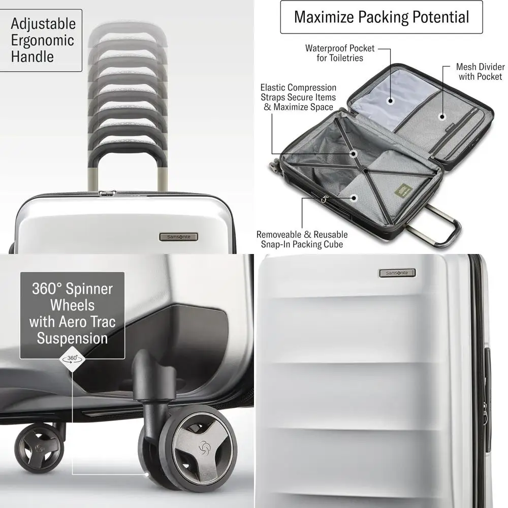 

24-Inch Expandable Medium Luggage with 360° Spinners, Impact-Resistant Shell, Adjustable Handle, TSA Lock - Silver