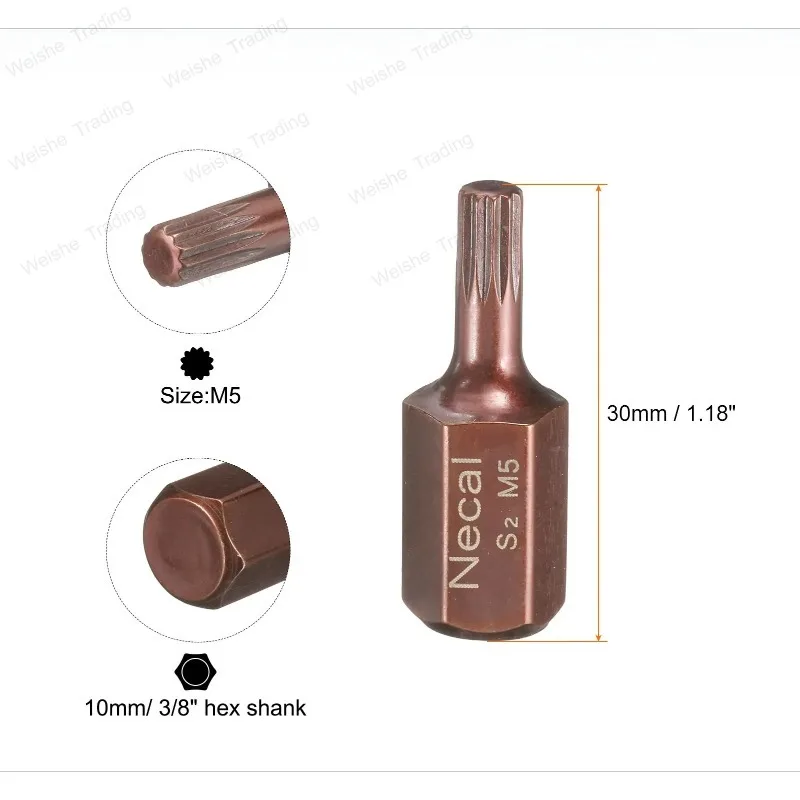 T20 T25 T27 T30 T35 T40 T45 T50 T55 M5 M6 M8 M10 M12 Screwdriver Bit Hex Shank 30mm S2 Steel Security Tamper Proof Head Bit view 5