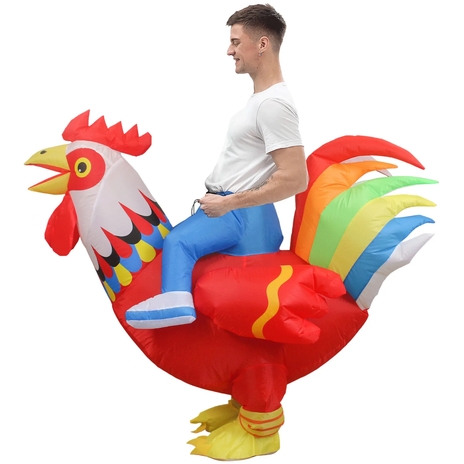 Halloween Funny Rooster Inflatable Costumes Adult Makeup Accessories Party Decoration Cartoon Doll Blow Up Outfits Stage Props view 3