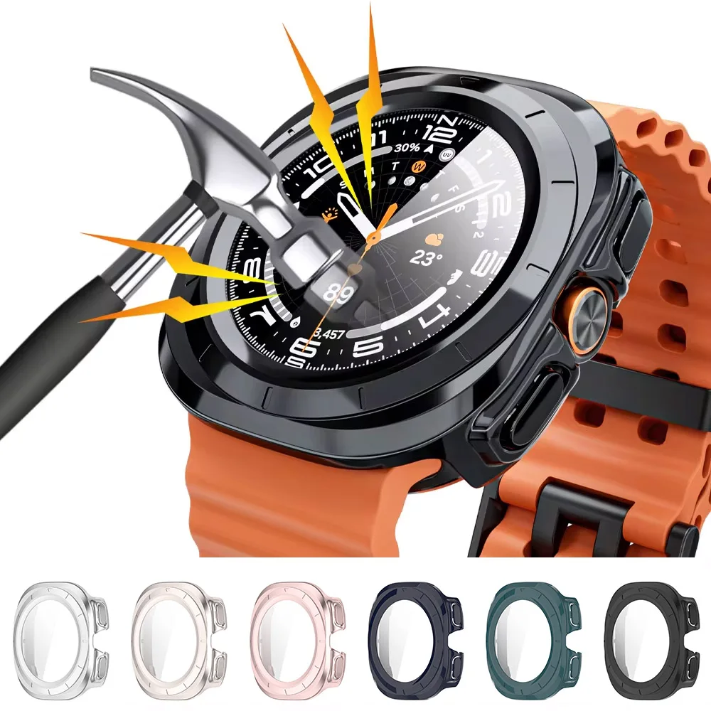 Case for Samsung Galaxy Watch Ultra 47mm Accessories Tempered Glass Screen Protector Hard PC Bumper Galaxy Watch 7 Ultra Cover