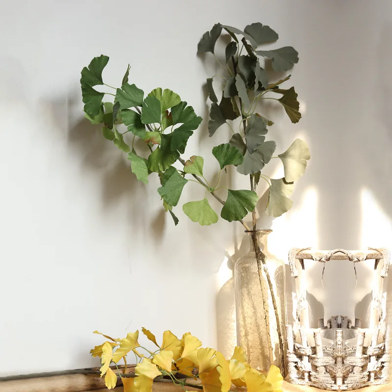 Autumn Decoration Gingko Leaf Home Furnishings Garden Christmas DIY Wedding Bridal Bouquet Imitation Leaf Plant Flower Wall