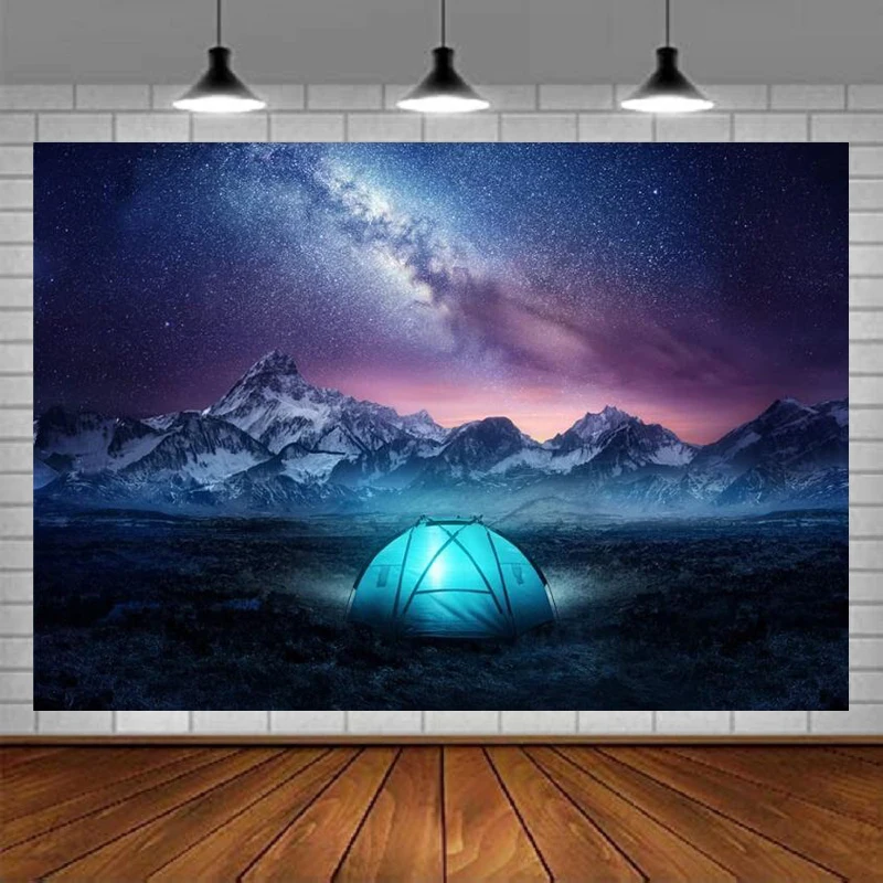 Photography Backdrop Fantasy Starry Sky Theme Bedroom Camping Woodland Creature Classroom Theme Birthday Party Background