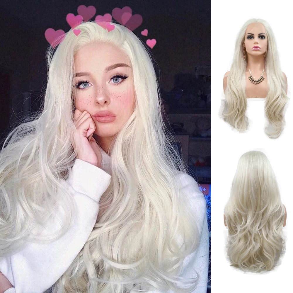 

Sylvia Synthetic Lace Front Wigs Long Wavy Drag Queen Hairs 60# White High Temperature Fiber Wig for Women Daily Cosplay Use