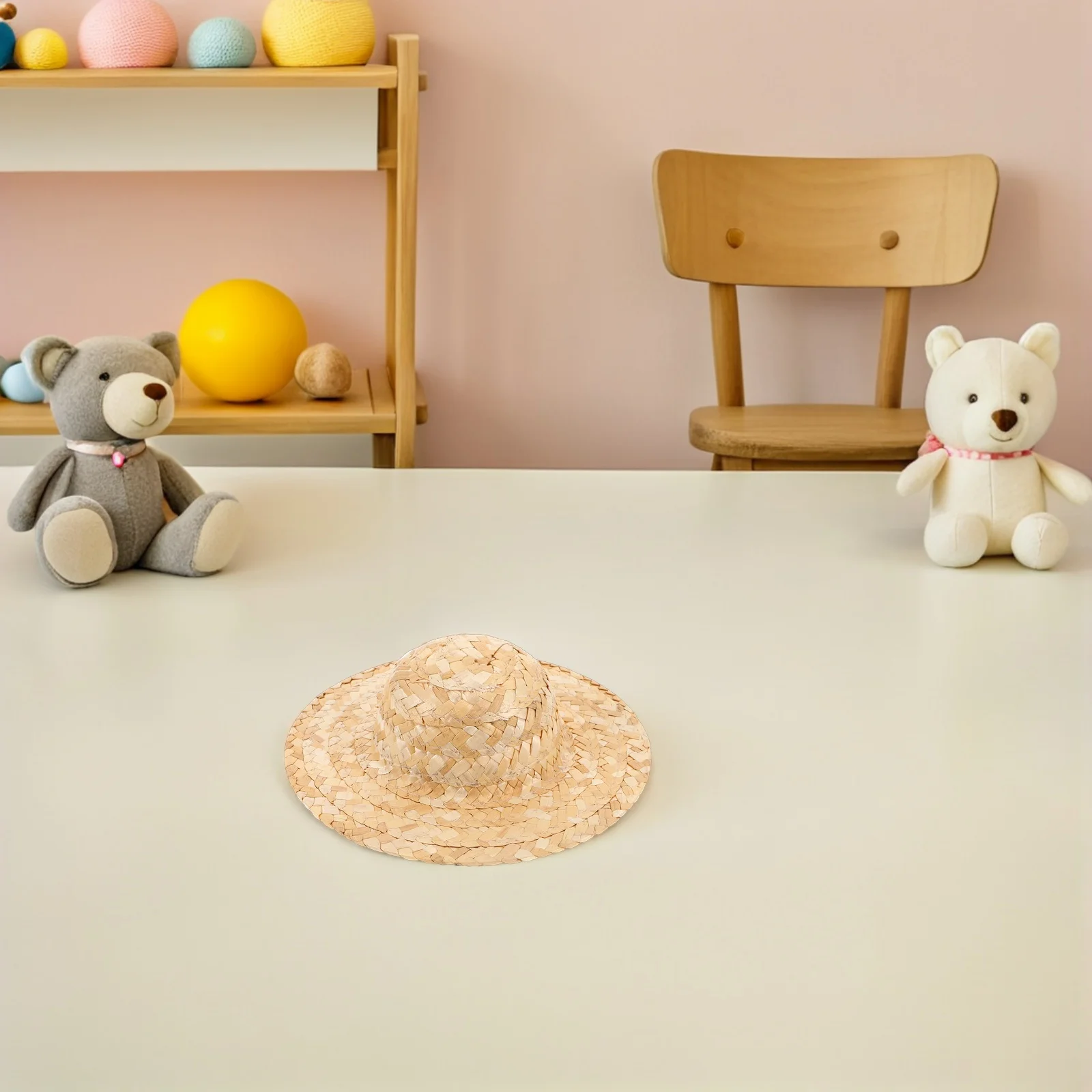 Chapeaux de paille miniatures compacts tissés naturels, 2 pièces, Sombrero pour bricolage, accessoires artisanaux, décorations de vacances, fête Fiesta mexicaine