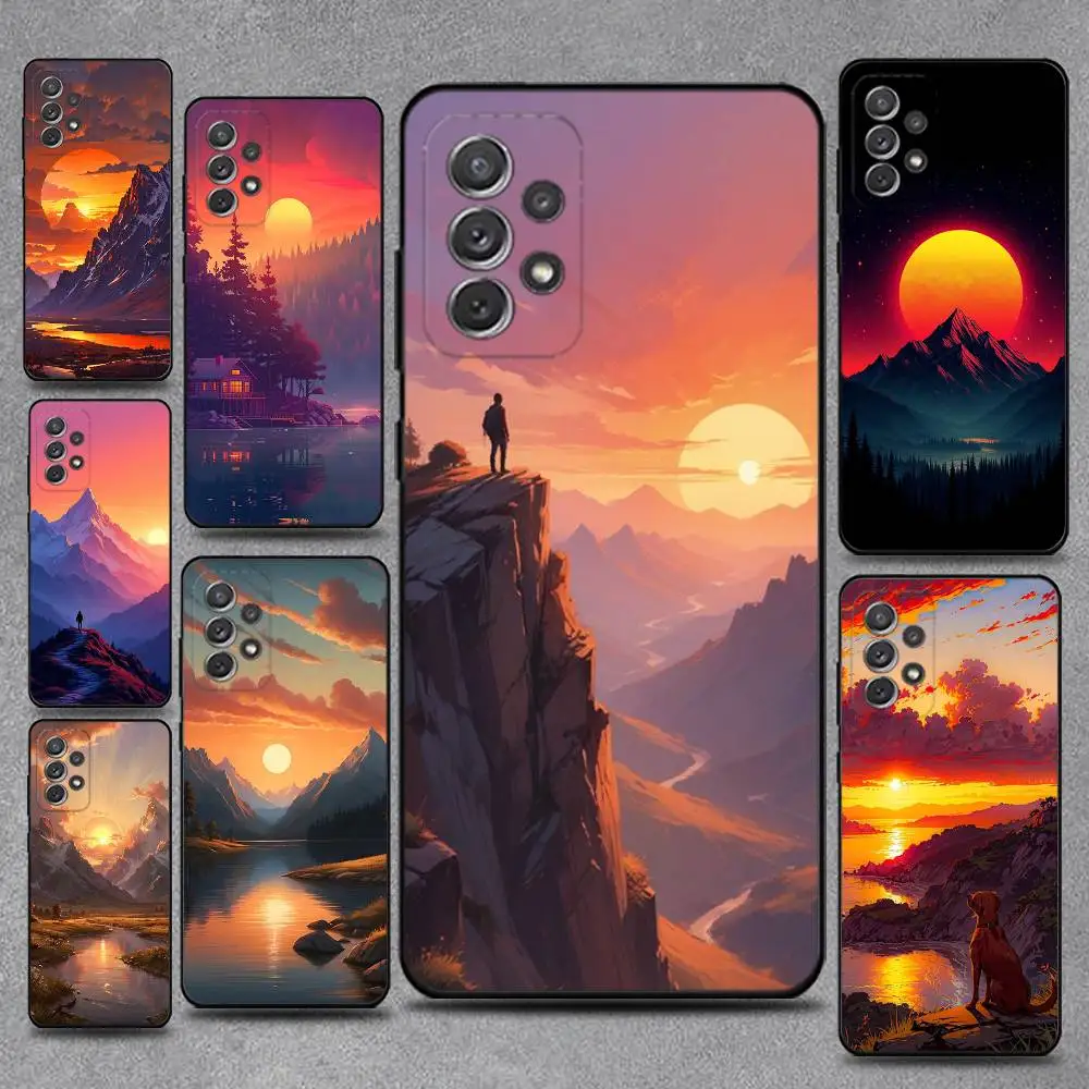 

Sunset Mountain Scenery Phone Case For Samsung S25,S24,S21,S22,S23,S30,Ultra,S20,Plus,Fe,Lite,Note,10,9,5G Black Cover