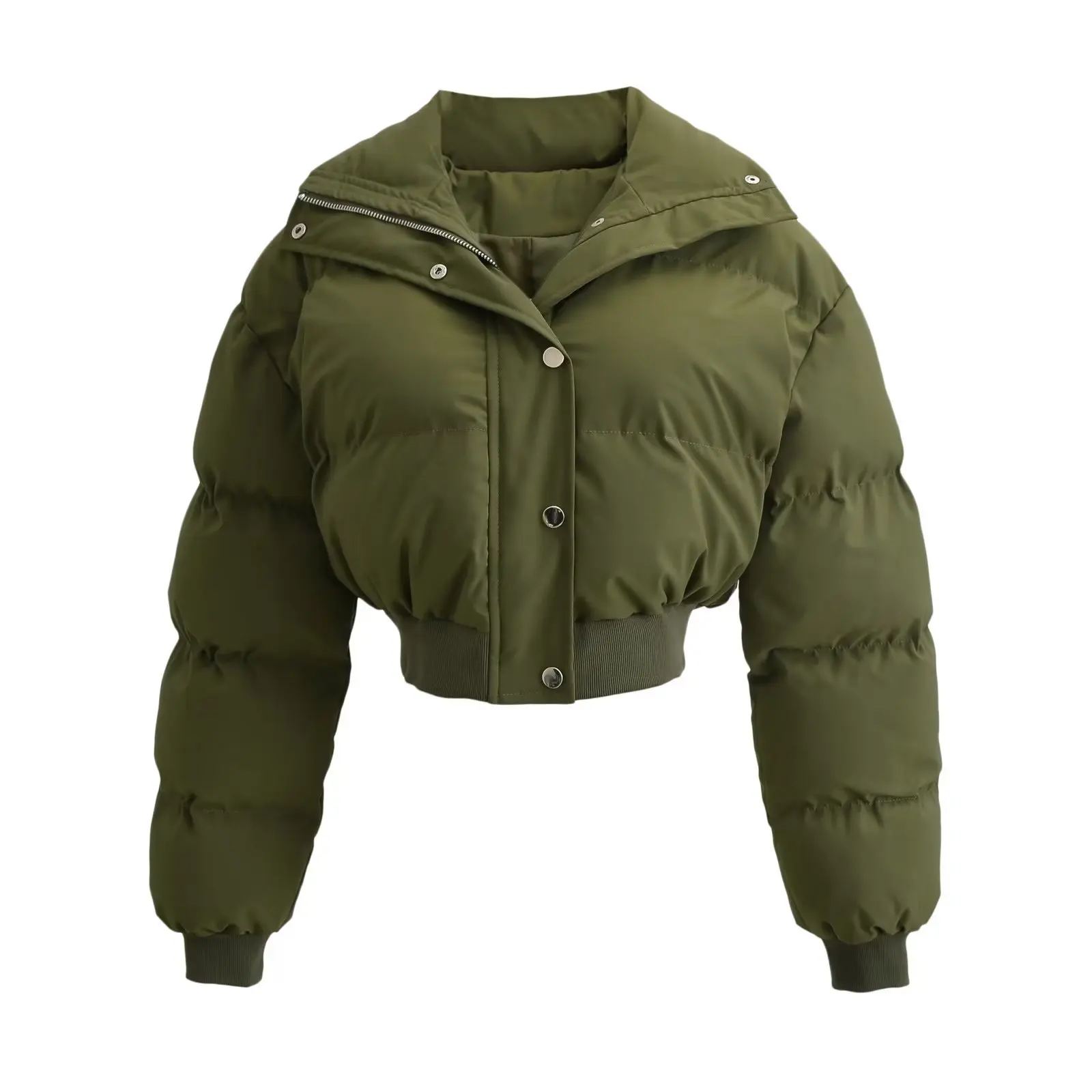 Roupas femininas 2025 moda inverno estilo curto emagrecimento lapela cor sólida manga comprida jaqueta de algodão com zíper