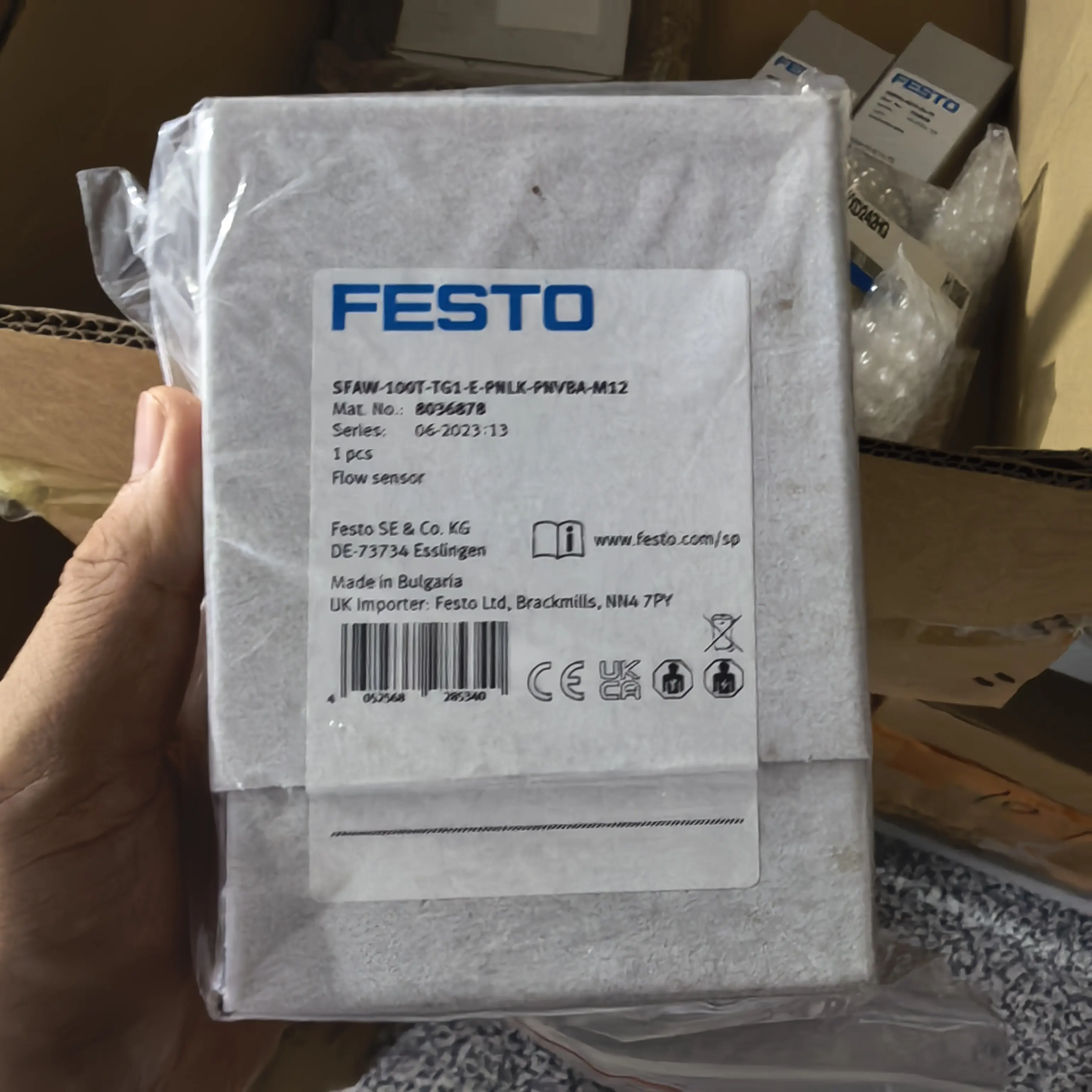 FESTO Festo flow sensor SFAW-100T-TG1-E-PNLK-PNVBA-M12 order number: 8036878