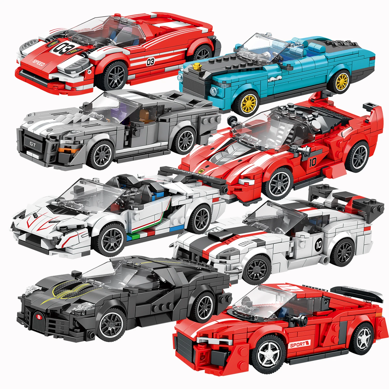 Car Series Building Blocks Model Sets Sports Racing Speed Champion DIY Educational Bricks Toys Boys Kids Adult Christmas Gifts