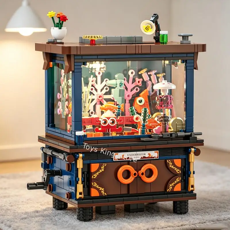 

Fish Tank Building Block Underwater World With Lights Linkable Mechanical Aquarium Ocean Animal Kids Toy Decor Birthday Gifts