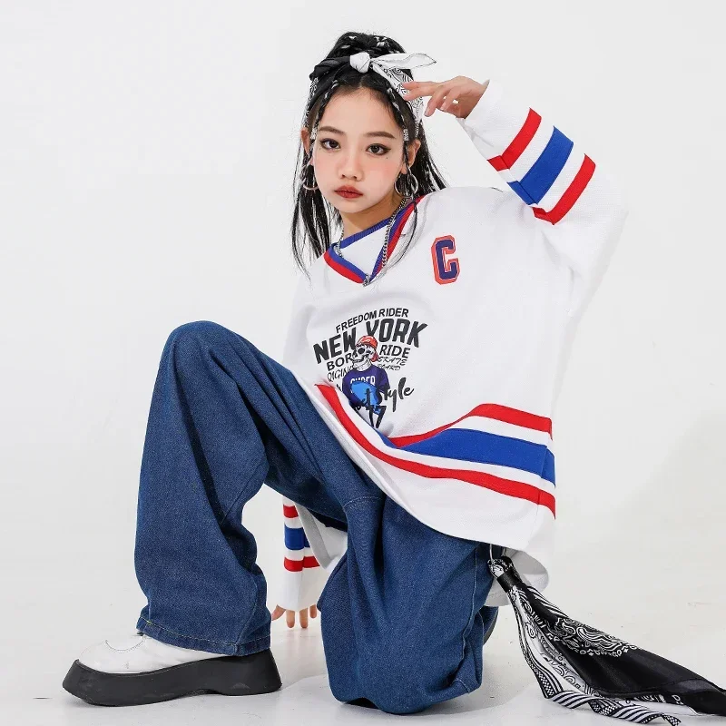 Kids Hip Hop Clothing Streetwear Outfits Oversize Sweatshirt Casual Pockets Cargo Pants for Girl Boy Jazz Dance Costume Clothes