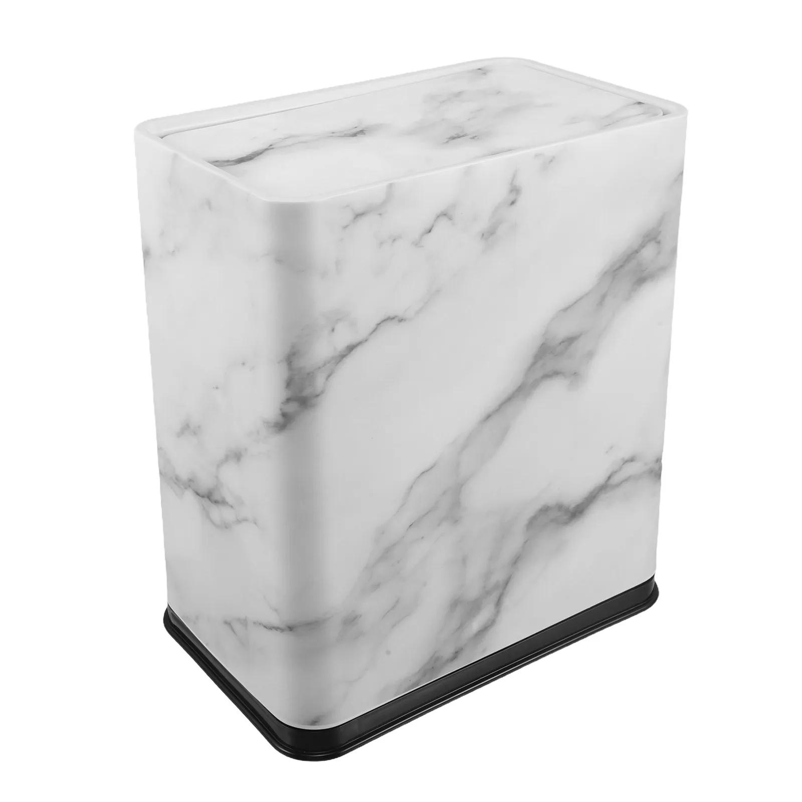 Narrow Rectangle Trash Can with Lid Slim Plastic Odor Free Covered Waste Bin for Kitchen Bathroom Bedroom Space Saving Indoor