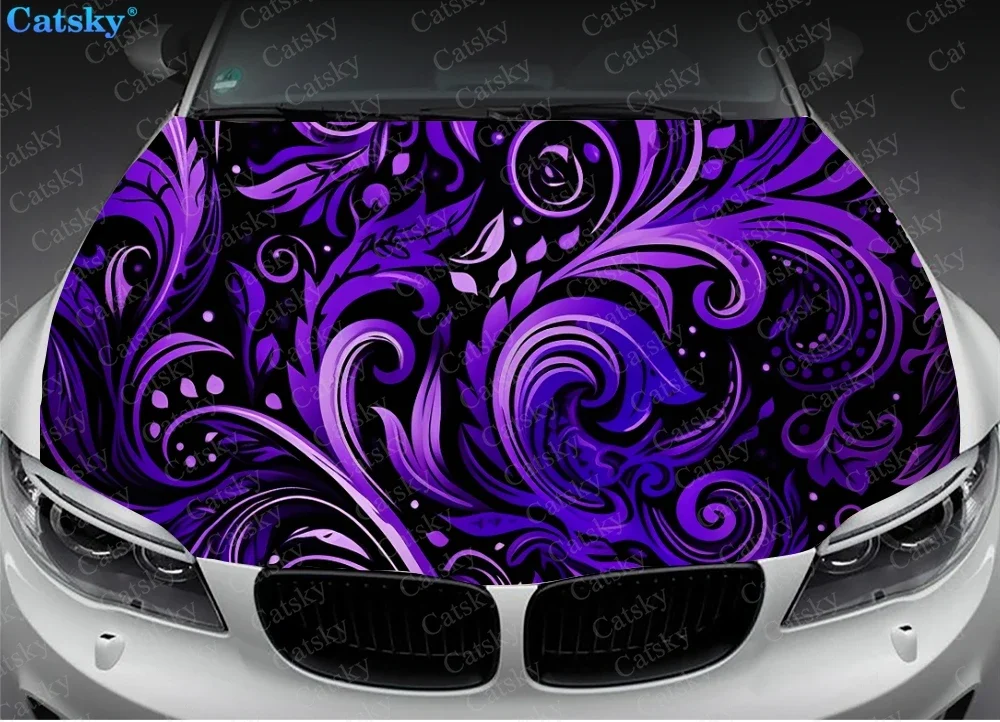 Curves Swirl Tattoo Design Car Hood Vinyl Stickers Wrap vinyl Film Engine Cover Decals sticker on Auto Accessories Decoration