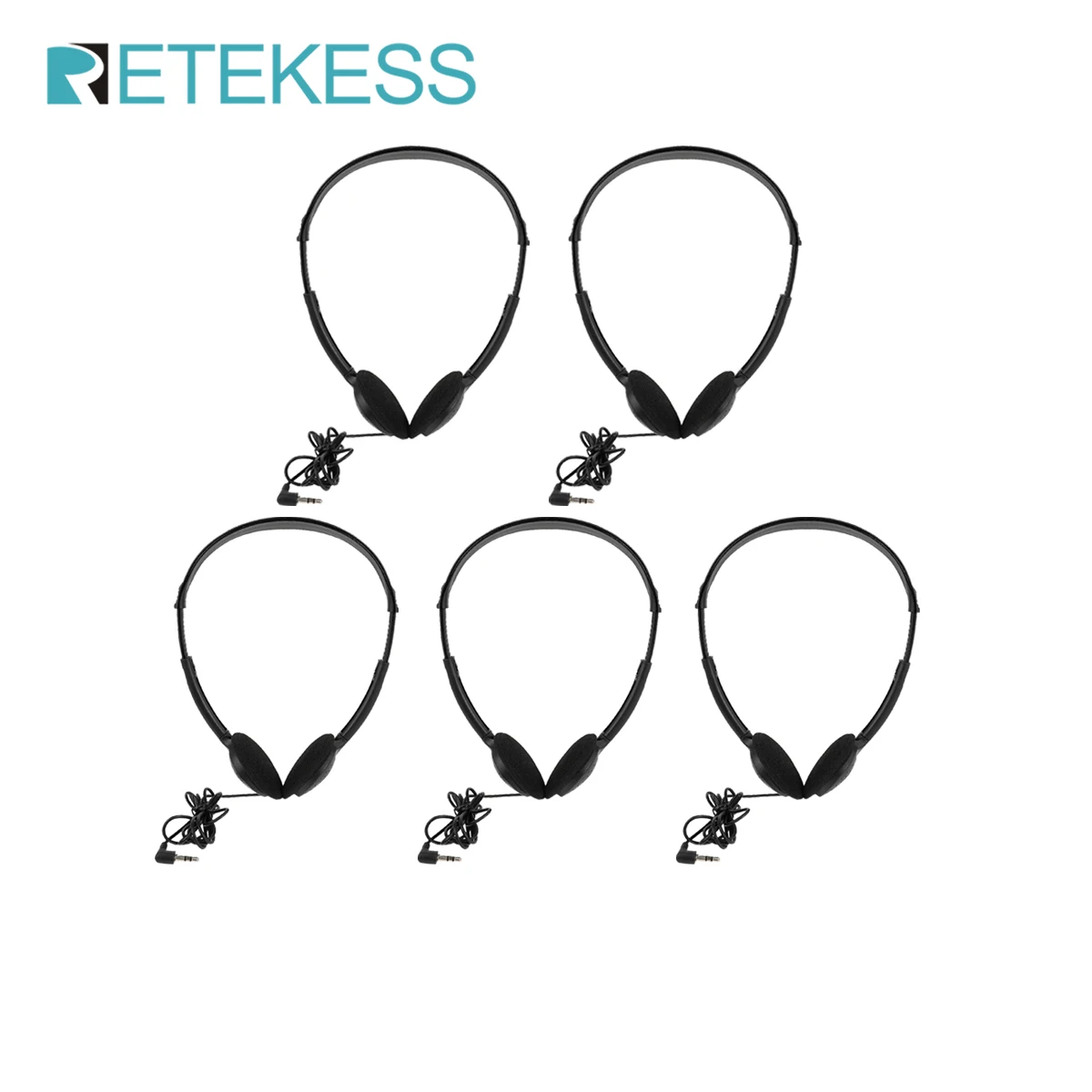 Retekess 5pcs TT003 3.5mm Universal Earpiece Headset Earphone Double Ear Headphones For Tour Guide System