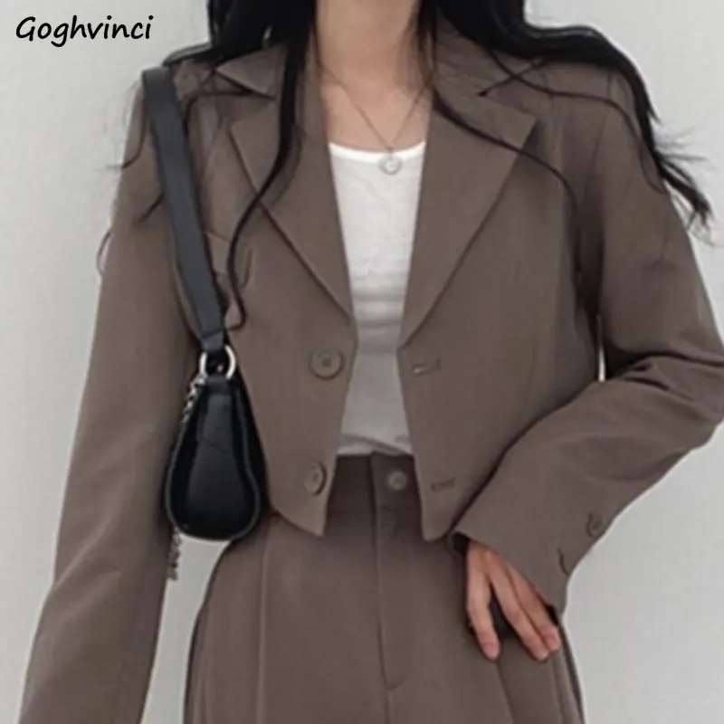 

Blazers Women Casual Chic Office Lady All-match Spring Mature Outwear Commuters Temperament Solid Simple Notched Ulzzang Popular